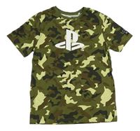 Khaki army tričko s logem - PlayStation