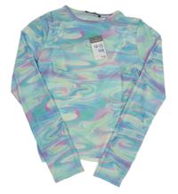 Barevné duhové tylové crop triko s všitým topem Primark