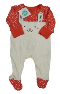 Nový - bílo-červený overal se zajíčkem a puntíky MiNi CUDDLES