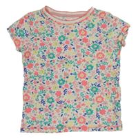 Bílo-barevné květované tričko TU 