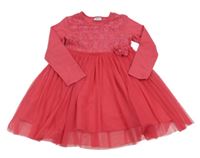 Fuchsiové šaty s krajkou a tylovou sukní