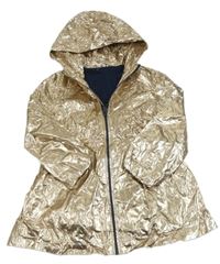 Zlatá šusťáková podzimní parka s kapucí 