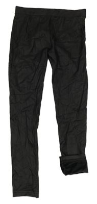 Černé koženkové zateplené legíny Primark