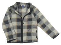 Šedá kostkovaná fleecová propínací mikina 