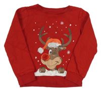 Červená mikina se sobem POCOPIANO