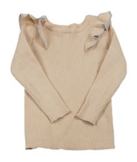 Světlerůžový žebrovaný svetr s volánky PRIMARK