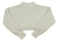 Bílý chlupatý crop svetr New Look