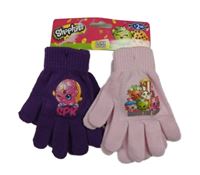 Nové - 2s prstové rukavice s obrázky - fialové + světlerůžové