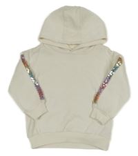 Smetanová mikina s flitry a kapucí F&F