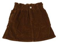 Hnědá manšestrová paper bag sukně Zara