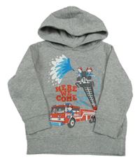 Šedá mikina s hasiči a kapucí C&A