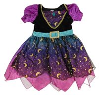 Kostým - Černo-růžovo-modré sametovo/tylové šaty s hvězdičkami 