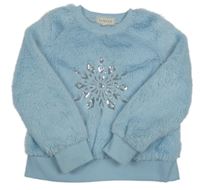 Světlemodrá chlupatá mikina s vločkou 