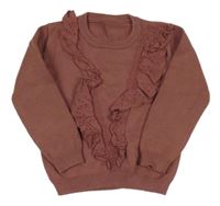 Starorůžový svetr s madeirovými volánky George