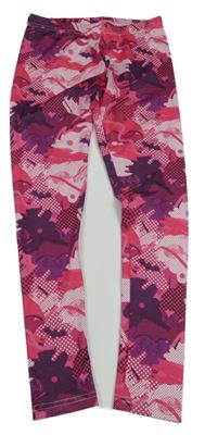 Růžovo-fialovo-bílé army sportovní legíny s Batmany