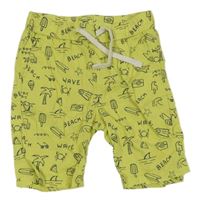 Limetkové plátěné kraťasy s obrázky H&M