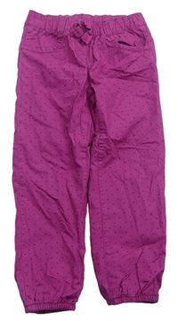 Růžové plátěné podšité kalhoty s puntíky Topolino
