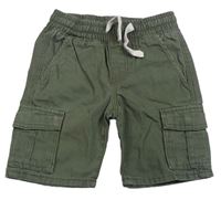 Khaki riflové cargo kraťasy H&M