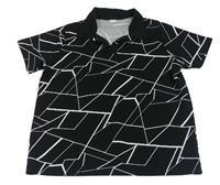 Černo-bílé vzorované polo tričko 