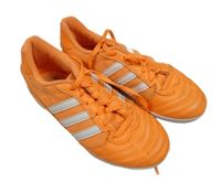 Neonově oranžové koženkovo/textilní sálovky Adidas 35