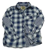 Tmavomodro-světlemodro-bílá kostkovaná košile Kanz