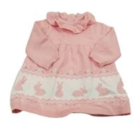 Světlerůžové svetrové šaty se zajíčky Nutmeg