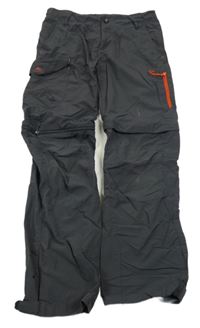 Tmavošedé šusťákové outdoorové kalhoty s kapsami Quechua