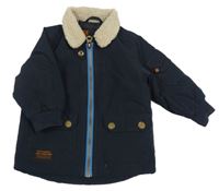 Tmavomodrá šusťáková zateplená bunda Next 