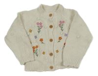 Smetanový kytičkovaný propínací svetr Nutmeg 