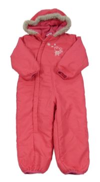 Růžová šusťáková zimní kombinéza s myškou a kapucí Impidimpi