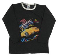 Antracitová mikina s autem a nápisem 