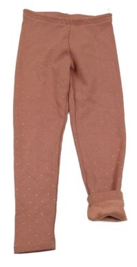 Starorůžové zateplené legíny se srdíčky C&A