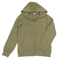 Khaki propínací mikina s kapsami a kapucí Y.F.K.