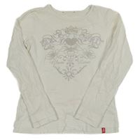 Bílé triko s potiskem a kamínky S. Oliver