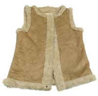 Béžová semišová zateplená vesta Yd.