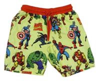 Limetkovo-červené plážové kraťasy s hrdiny Primark