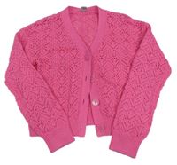 Růžové ažurové svetrové bolerko Tu