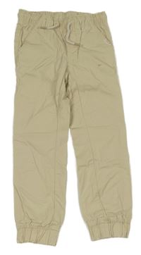 Béžové plátěné cuff kalhoty Dopodopo