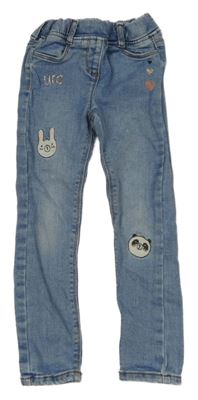 Světlemodré džegíny se zvířátky Vertbaudet