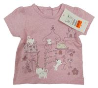 Nové - Světlerůžové tričko s kočkami H&M