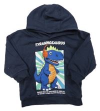 Tmavomodrá mikina s dinosaurem a kapucí Matalan