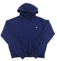 Tmavomodrá crop mikina s logem a kapsou a kapucí Lyle&Scott