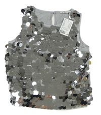 Šedo-stříbrný slavnostní crop top s pajetkami H&M