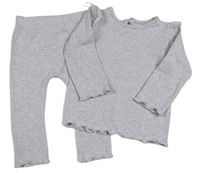 2Set - Světlefialové melírované úpletové mikinotriko s volánky + turecké kalhoty 