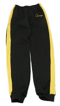 Černo-tmaožluté teplé tepláky s nápisem SHEIN