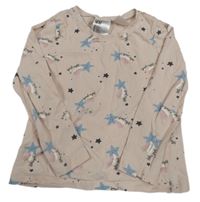 Pudrové pyžamové triko s kometami a hvězdičkami H&M