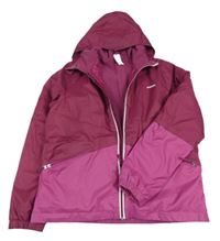 Vínovo-malinová šusťáková funkční zimní bunda s logem a kapucí Wed'ze