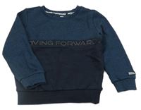 Tmavomodro-modrá/melírovaná mikina s nápisem WE