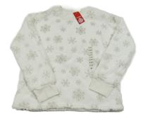 Nové - bílá chlupatá mikina s vločkami St. Bernard