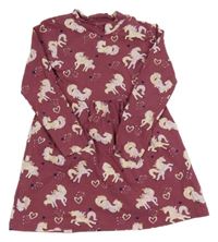 Vínovohnědé šaty s jednorožci a srdíčky BLUE SEVEN